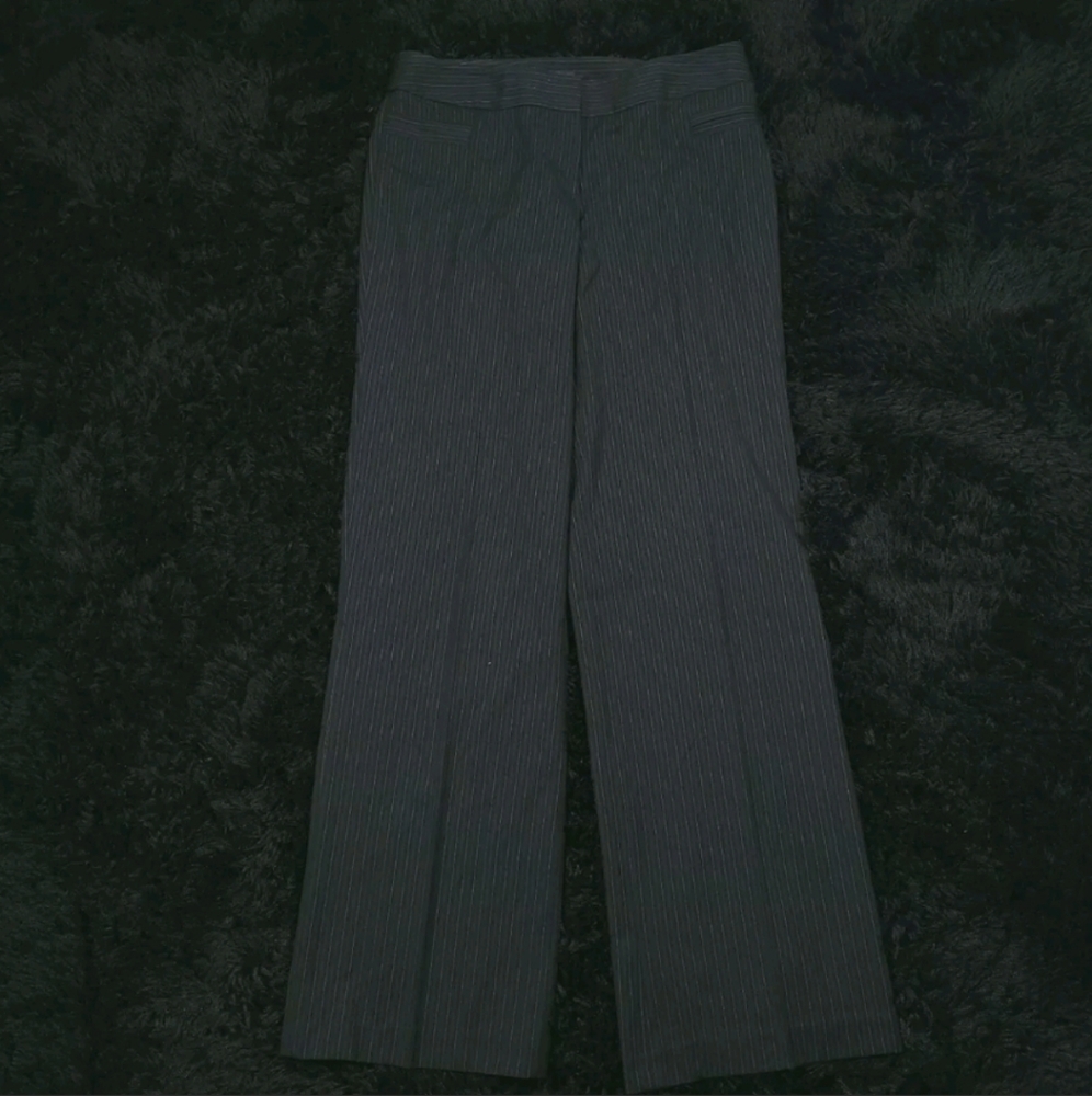 Jenni Max Size 8 Pants Straight Leg Striped Dress Pants Black Blue White Womens